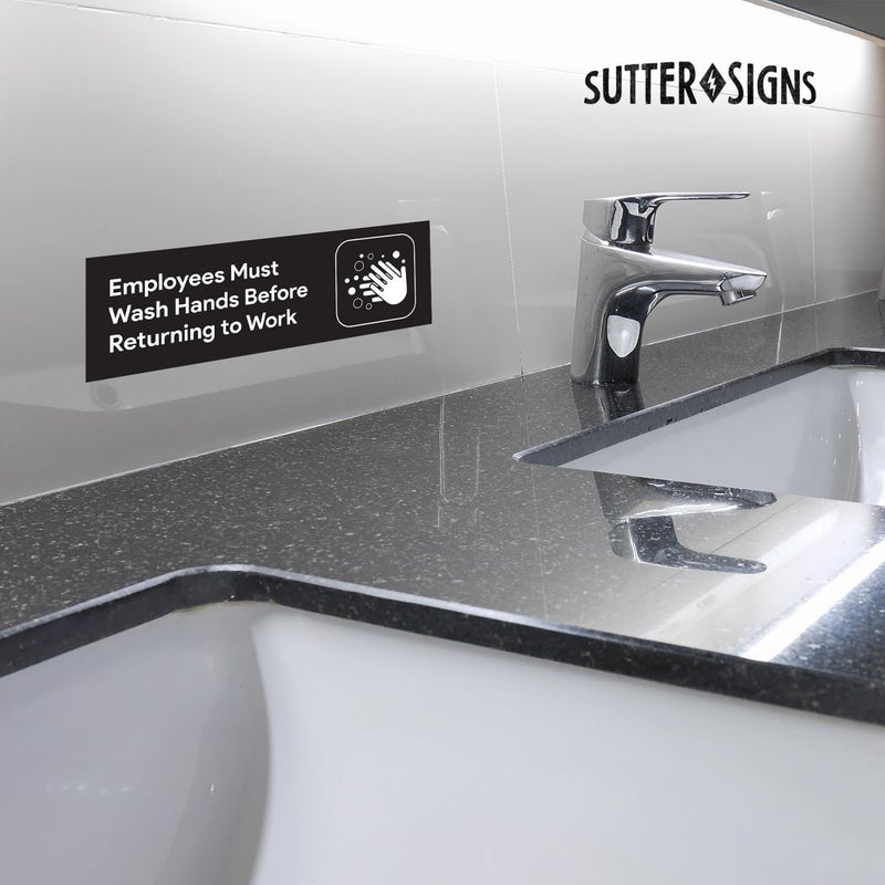 Sutter Signs 2pcs Employees Must Wash Hands Sign Stickers | Employee Handwashing Signs for Restaurant Commercial Bathroom | Water Resistant Vinyl Self Adhesive Decals, 8.5" x 2.75" - Image 5